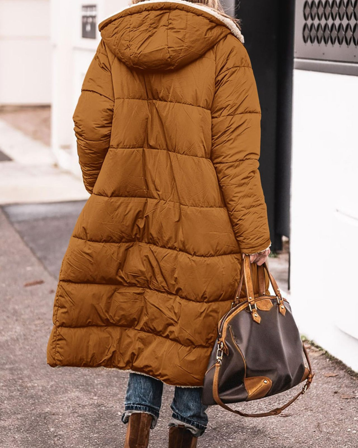 Manteau Long Réversible Sherpa a Capuche