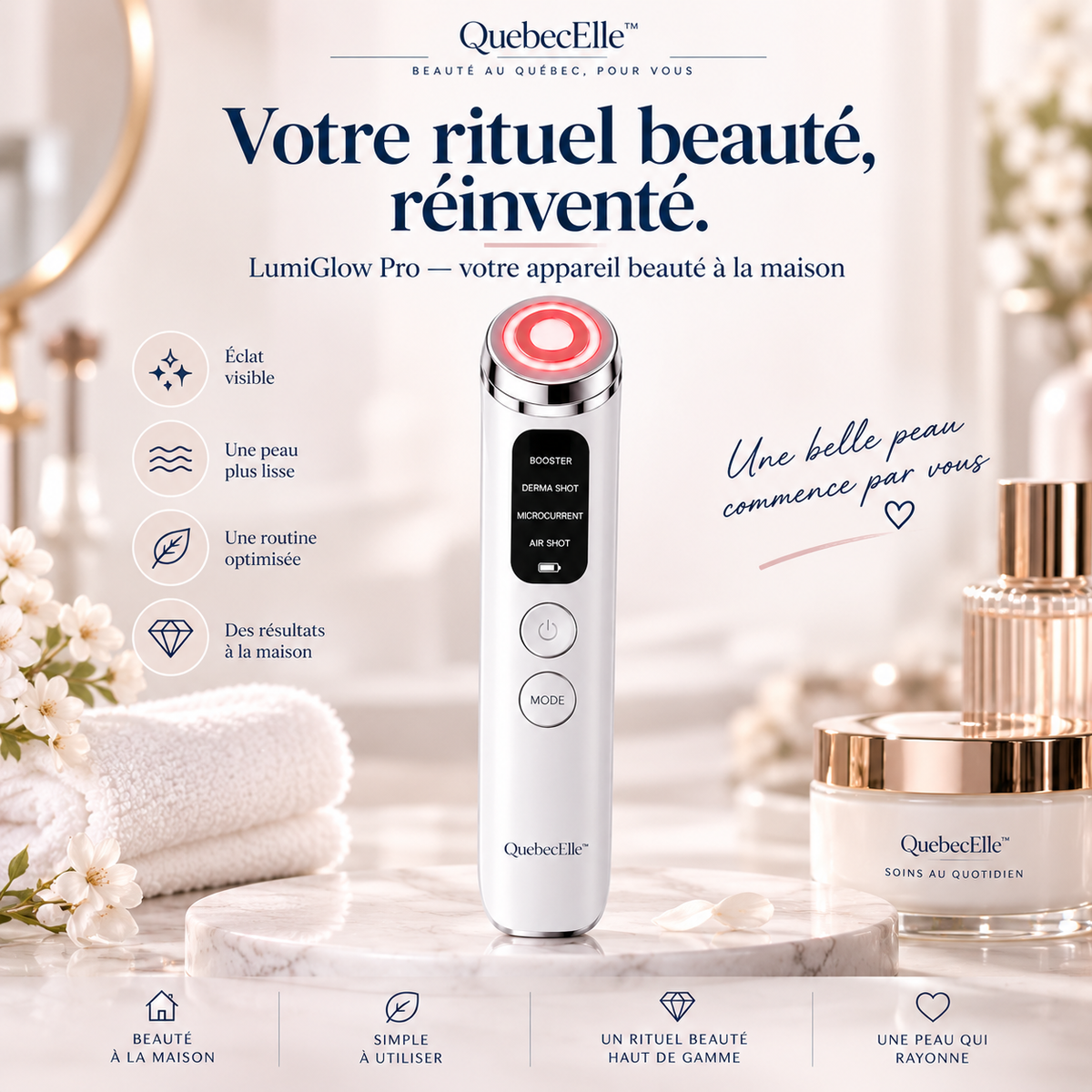 QuebecElle™ LumiGlow Pro — Votre rituel éclat à la maison