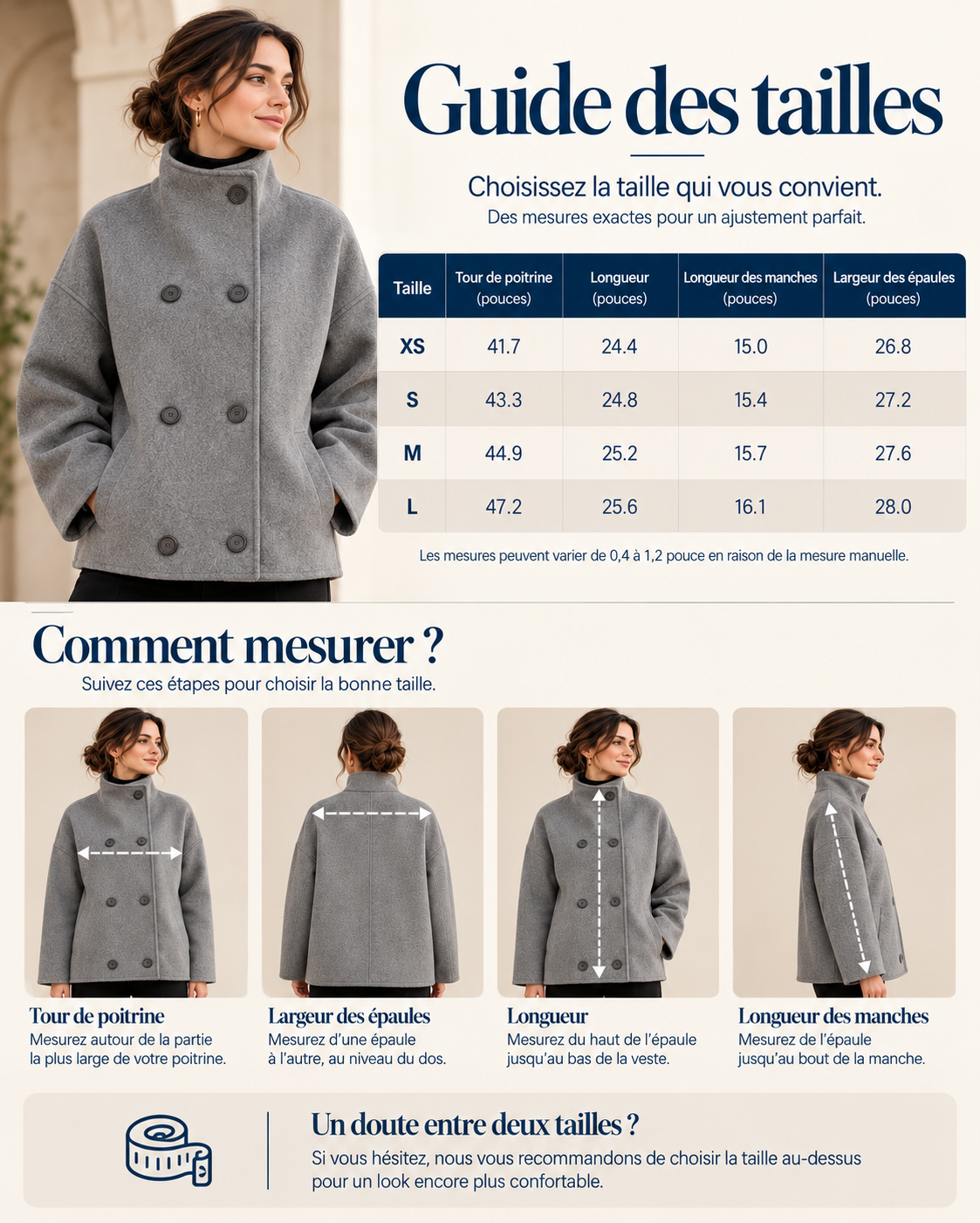 Élodie™ — Veste chaude à col montant pour femme