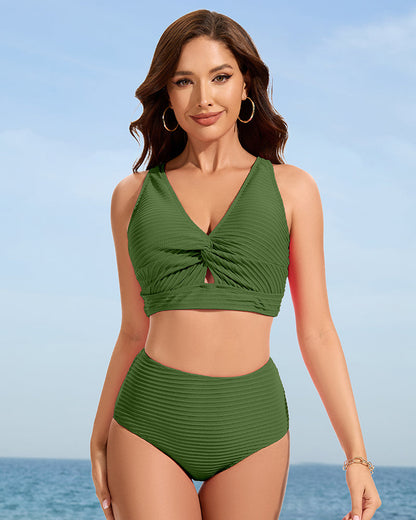 Nautibelle™ – Bikini Sculptant Texturé à Taille Haute