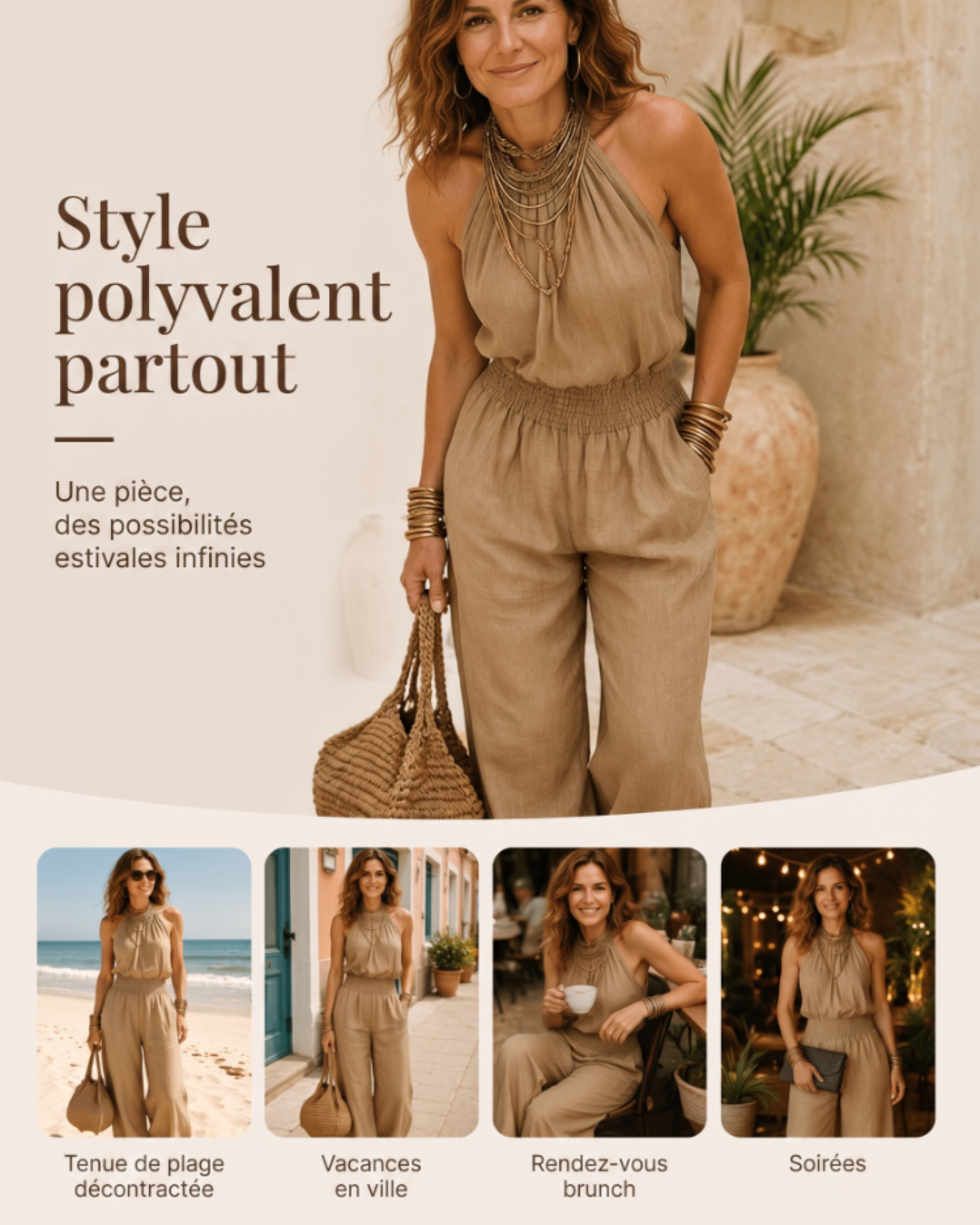 Combinaison Éléna™ — Dos Nu & Col Licou | Coupe Sculptante.