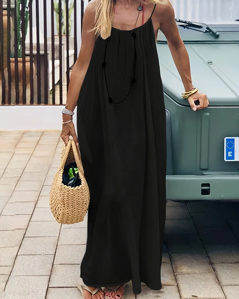 Robe Maxi Dos Ajustable – Confort Libre & Style Décontracté