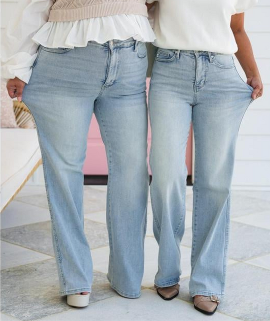 ÉléganceFit™ – Jean Taille Haute Vintage à Contrôle du Ventre, Coupe Droite