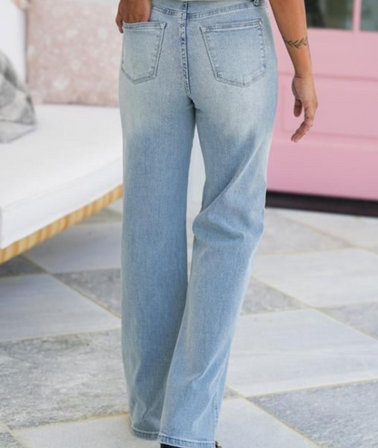 ÉléganceFit™ – Jean Taille Haute Vintage à Contrôle du Ventre, Coupe Droite