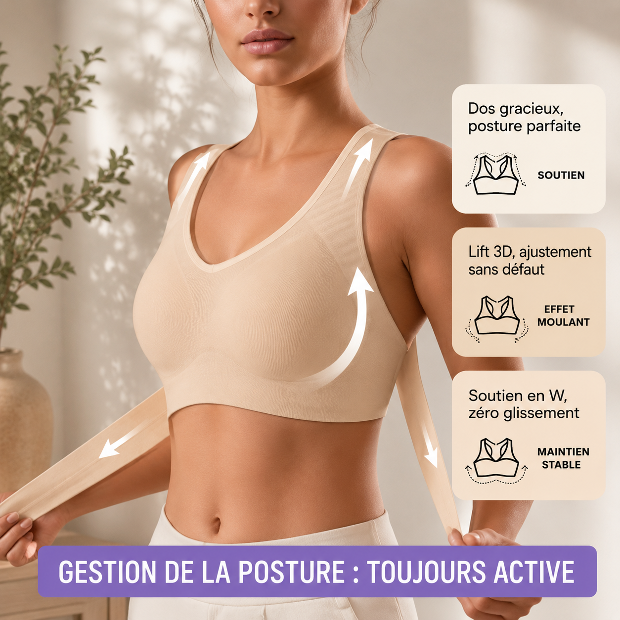 PosturaBelle™ – Soutien-gorge Confort Croisé à Fermeture Avant