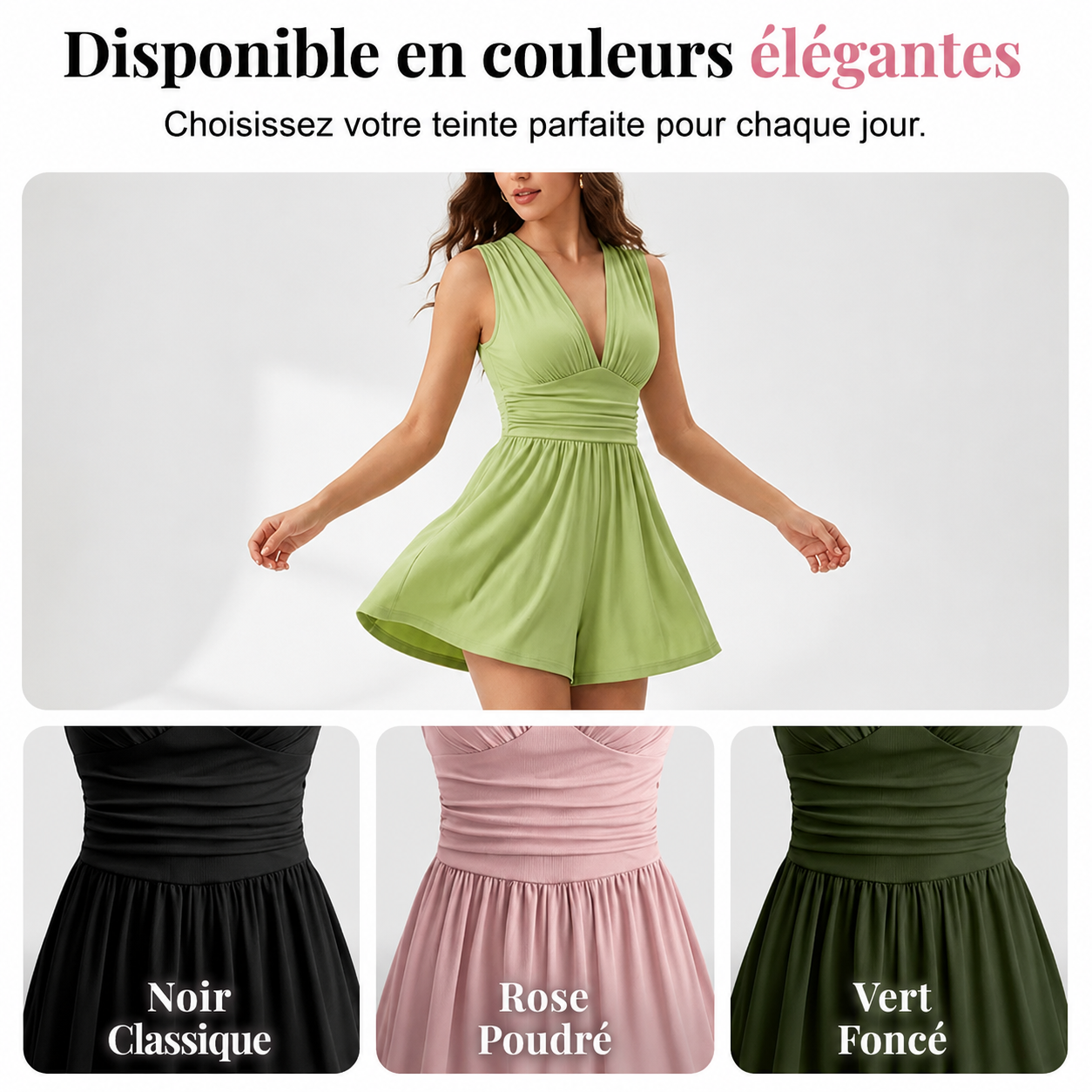 Éloria™ — Combishort plissé à col en V