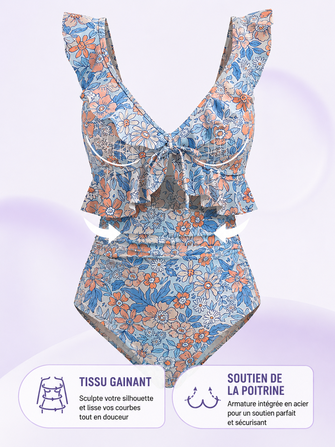 Maillot Une-Pièce Floralie™ — Effet Gainant & Couvrance Confort