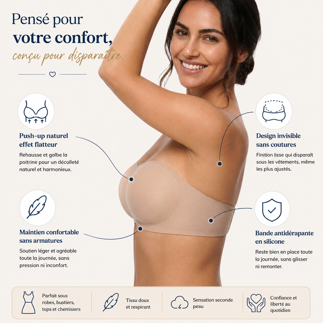 Soutien-gorge Invisible Sans Bretelles BelleSûre™