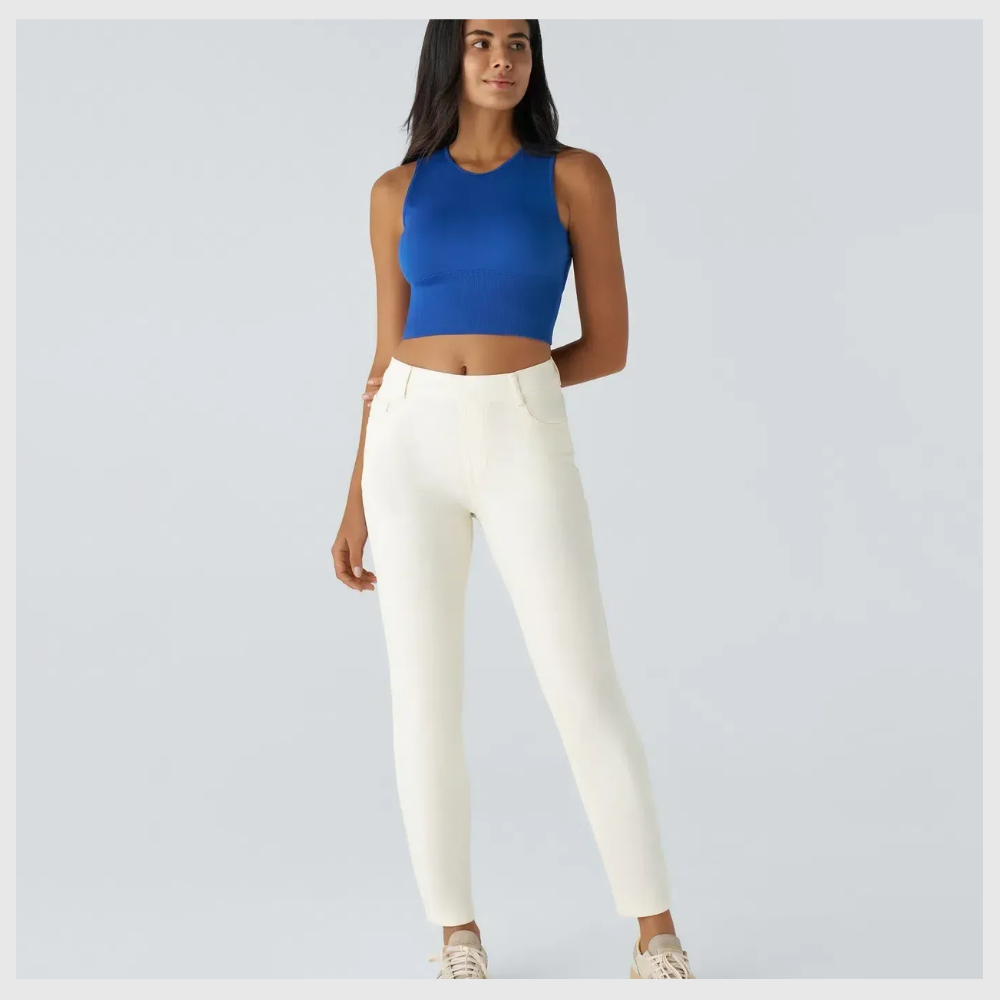 Pantalon élastique et confortable avec taille haute