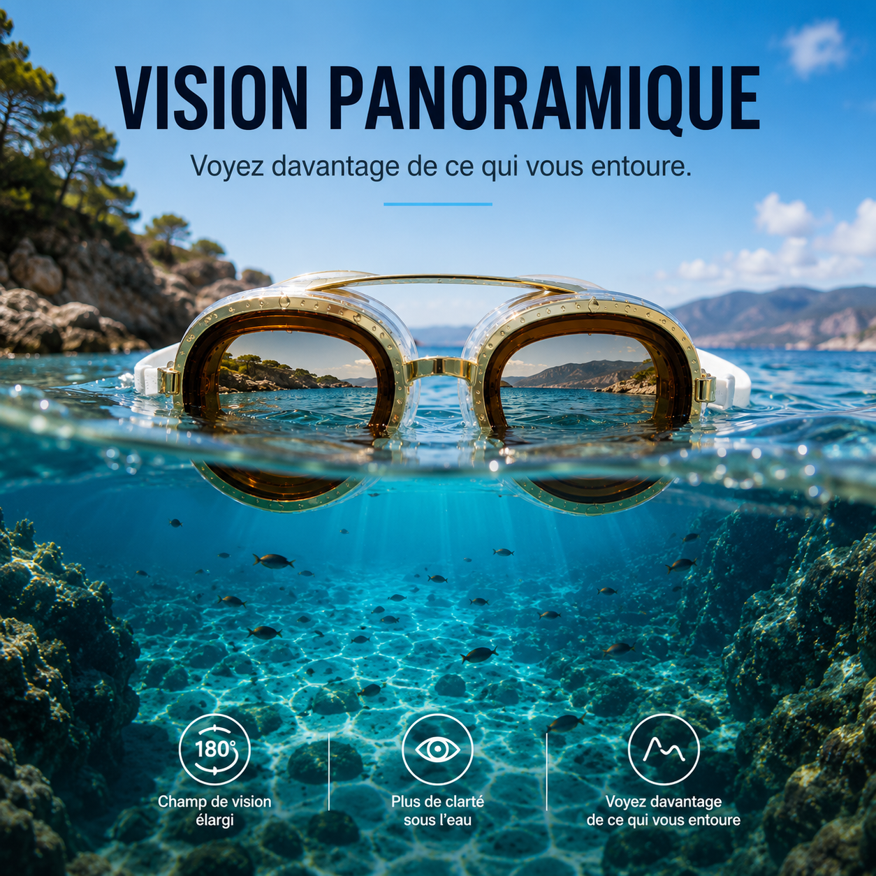 AquaVue™ — Lunettes de natation panoramiques anti-buée