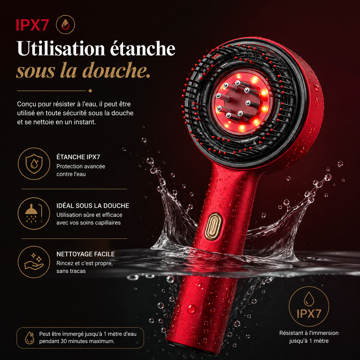 Racinéa™ — Brosse Massage Cuir Chevelu 3-en-1 avec Lumière Rouge & Diffuseur d’Huile