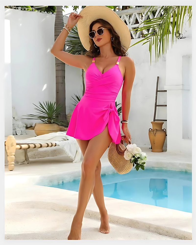 Maillot de bain gainant avec jupe et touche nouée