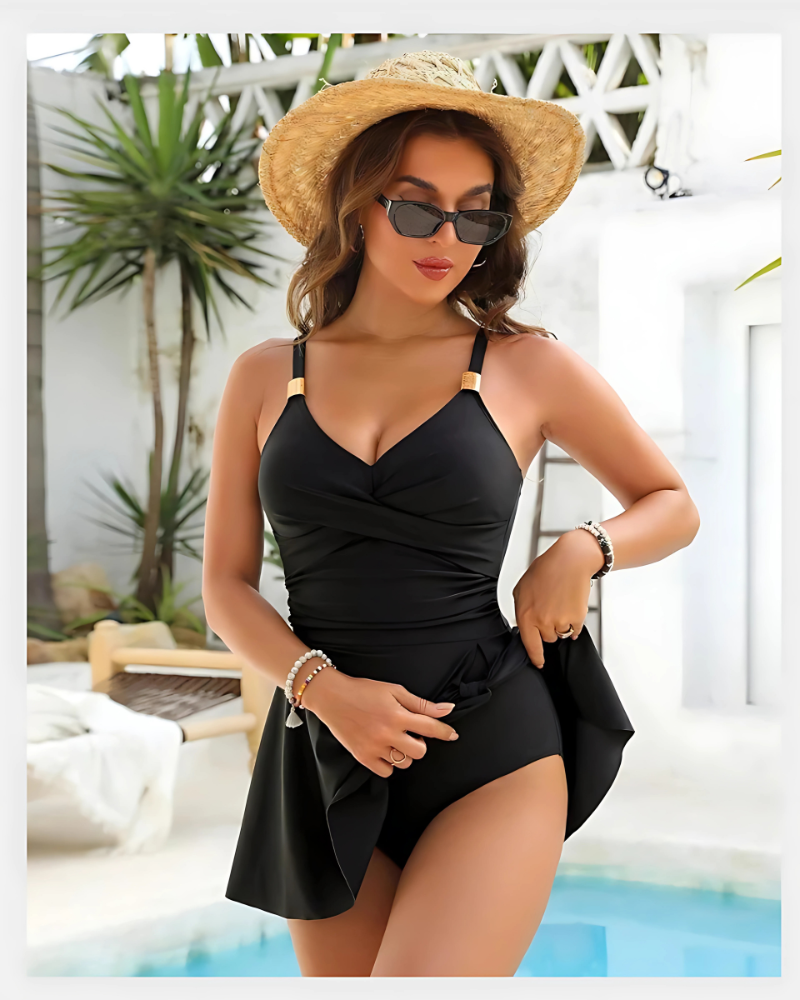 Maillot de bain gainant avec jupe et touche nouée