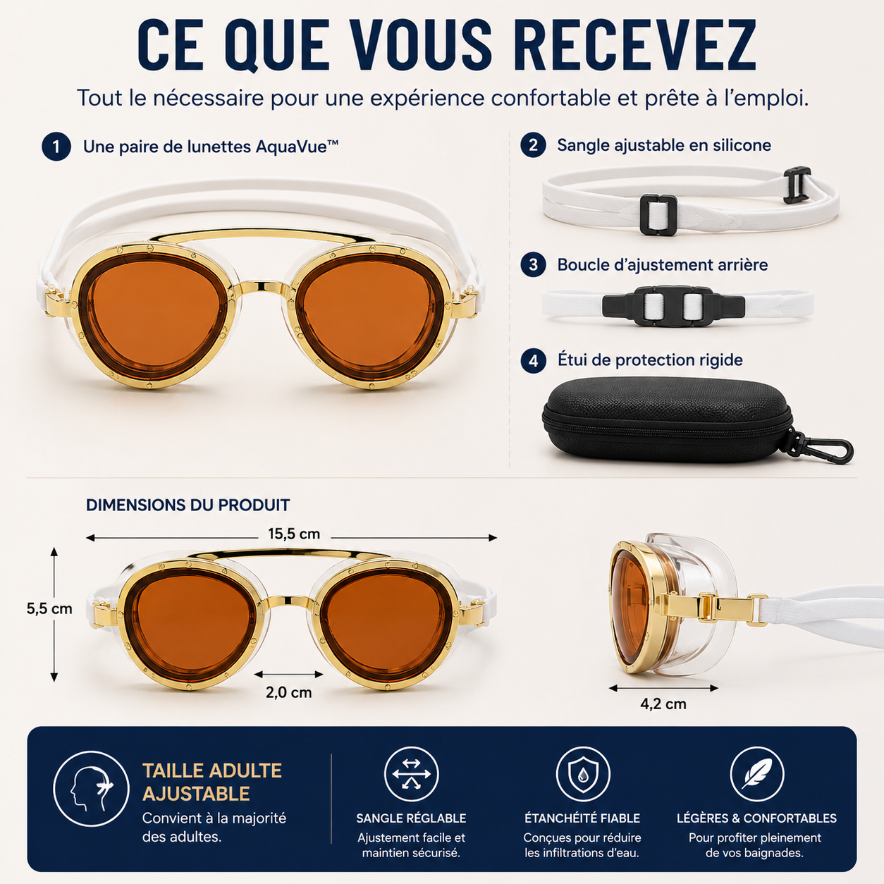 AquaVue™ — Lunettes de natation panoramiques anti-buée