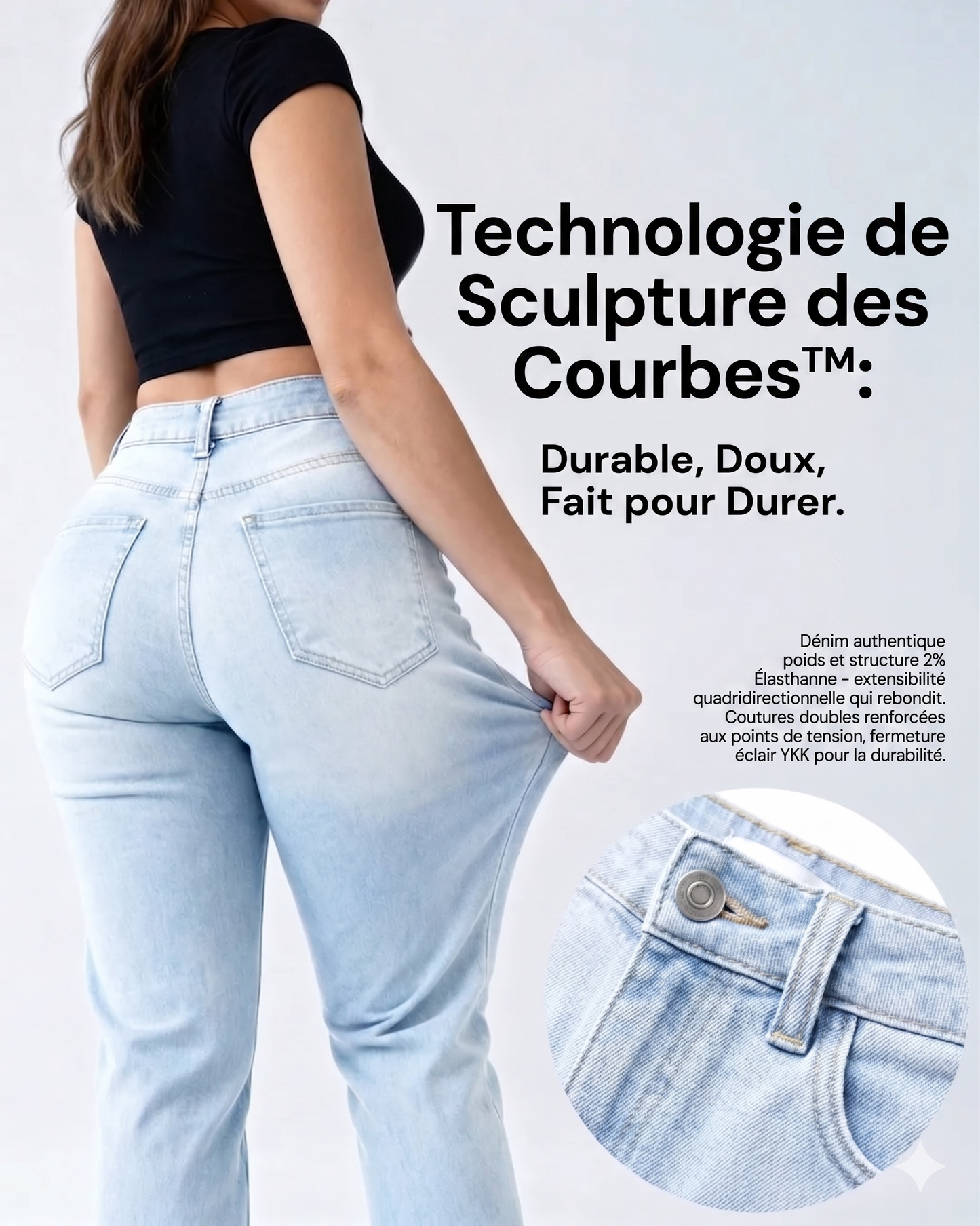 CourbeChic™ Jean Wide Leg Sculptant BBL — Taille Mi-Haute