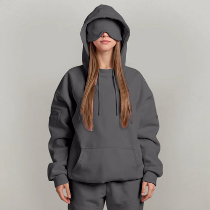 ZenVoyage™ – Sweat à capuche Chic avec masque pour les yeux de voyage