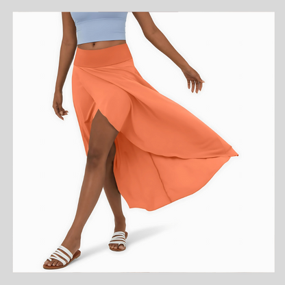 Jupe Mi-Longue Décontractée à Taille Haute et à Volants – Élégance 2-en-1