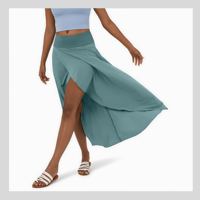 Jupe Mi-Longue Décontractée à Taille Haute et à Volants – Élégance 2-en-1