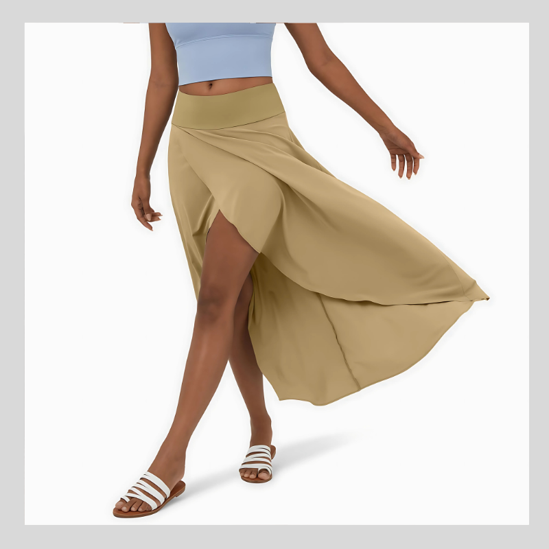 Jupe Mi-Longue Décontractée à Taille Haute et à Volants – Élégance 2-en-1