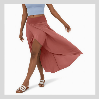Jupe Mi-Longue Décontractée à Taille Haute et à Volants – Élégance 2-en-1