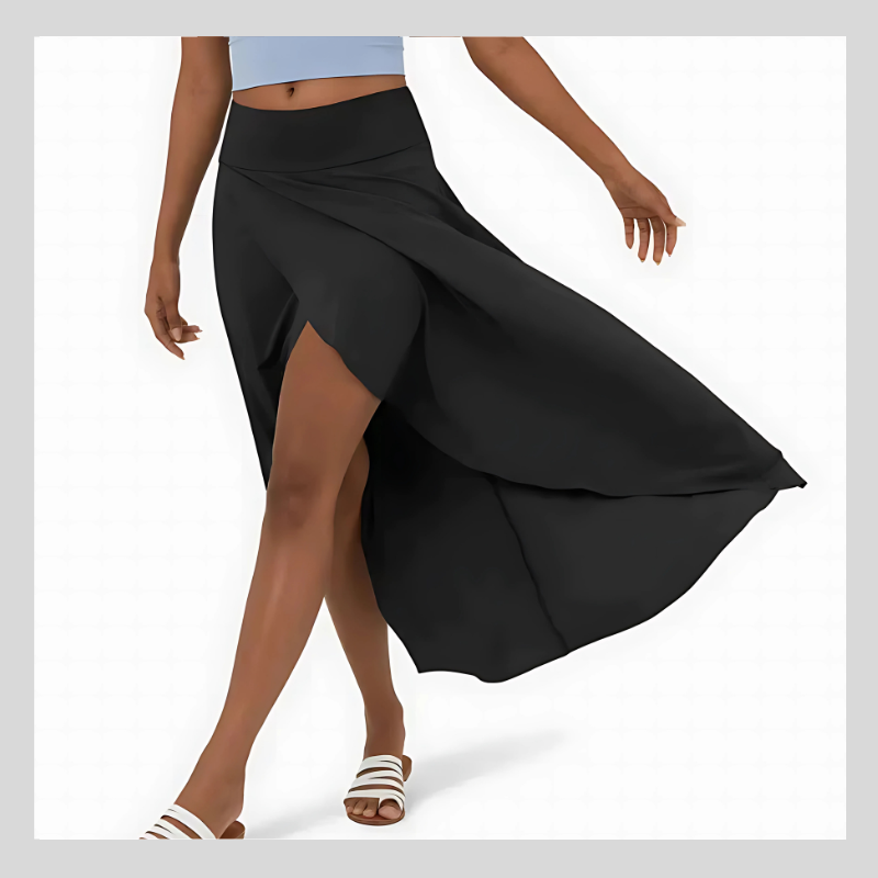 Jupe Mi-Longue Décontractée à Taille Haute et à Volants – Élégance 2-en-1