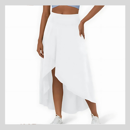 Jupe Mi-Longue Décontractée à Taille Haute et à Volants – Élégance 2-en-1