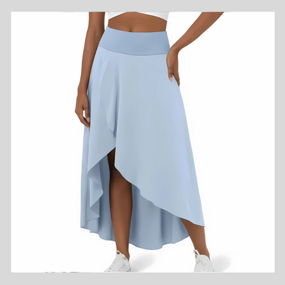 Jupe Mi-Longue Décontractée à Taille Haute et à Volants – Élégance 2-en-1