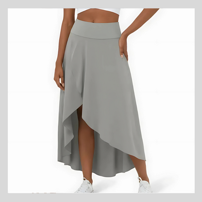 Jupe Mi-Longue Décontractée à Taille Haute et à Volants – Élégance 2-en-1