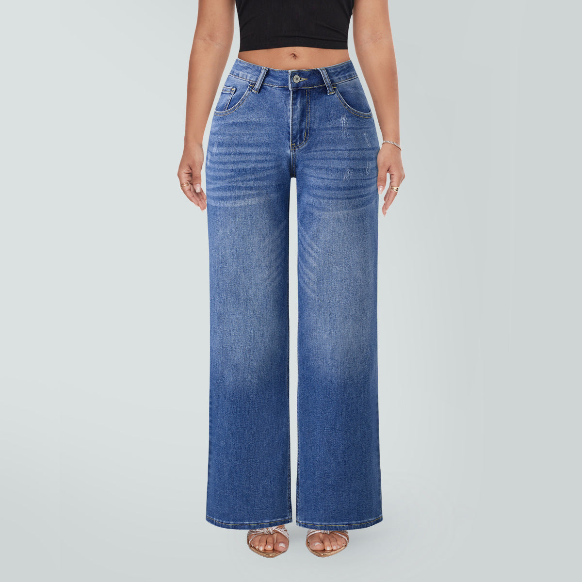 CourbeChic™ Jean Wide Leg Sculptant BBL — Taille Mi-Haute
