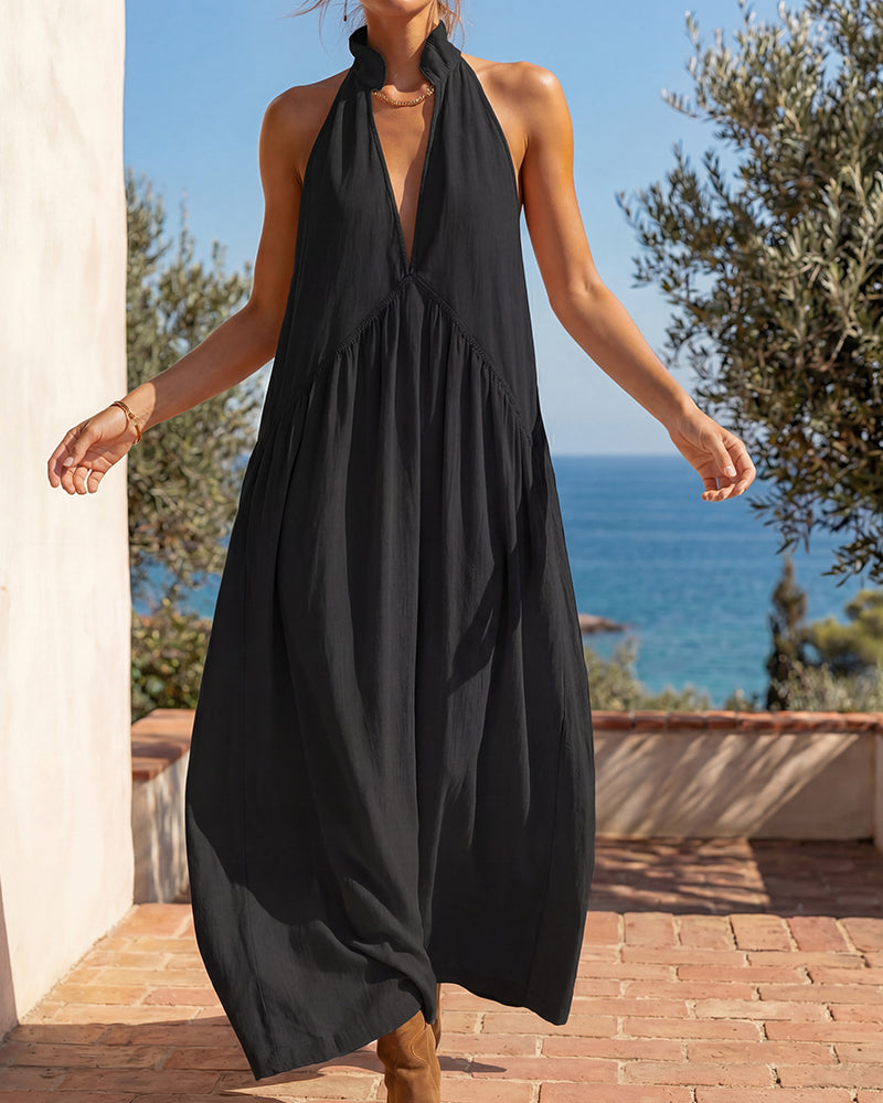 Floréa™ Robe Maxi Fluide Dos-Nu avec Poches