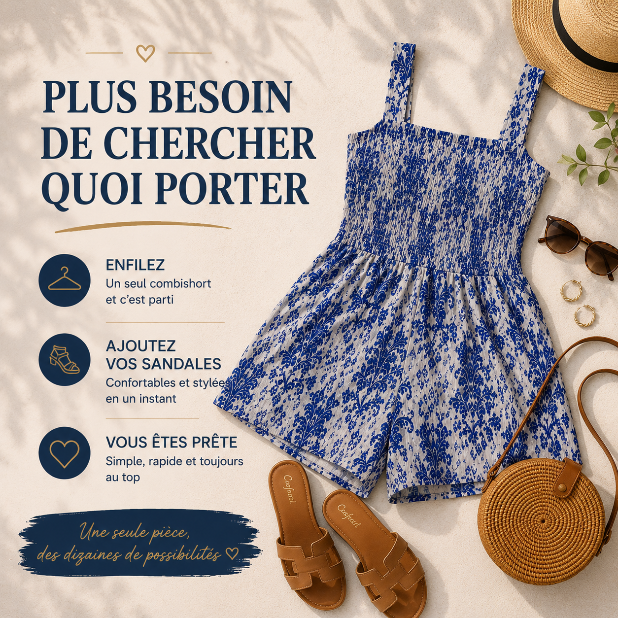 Lyria™ — Combishort fleuri extensible et confortable