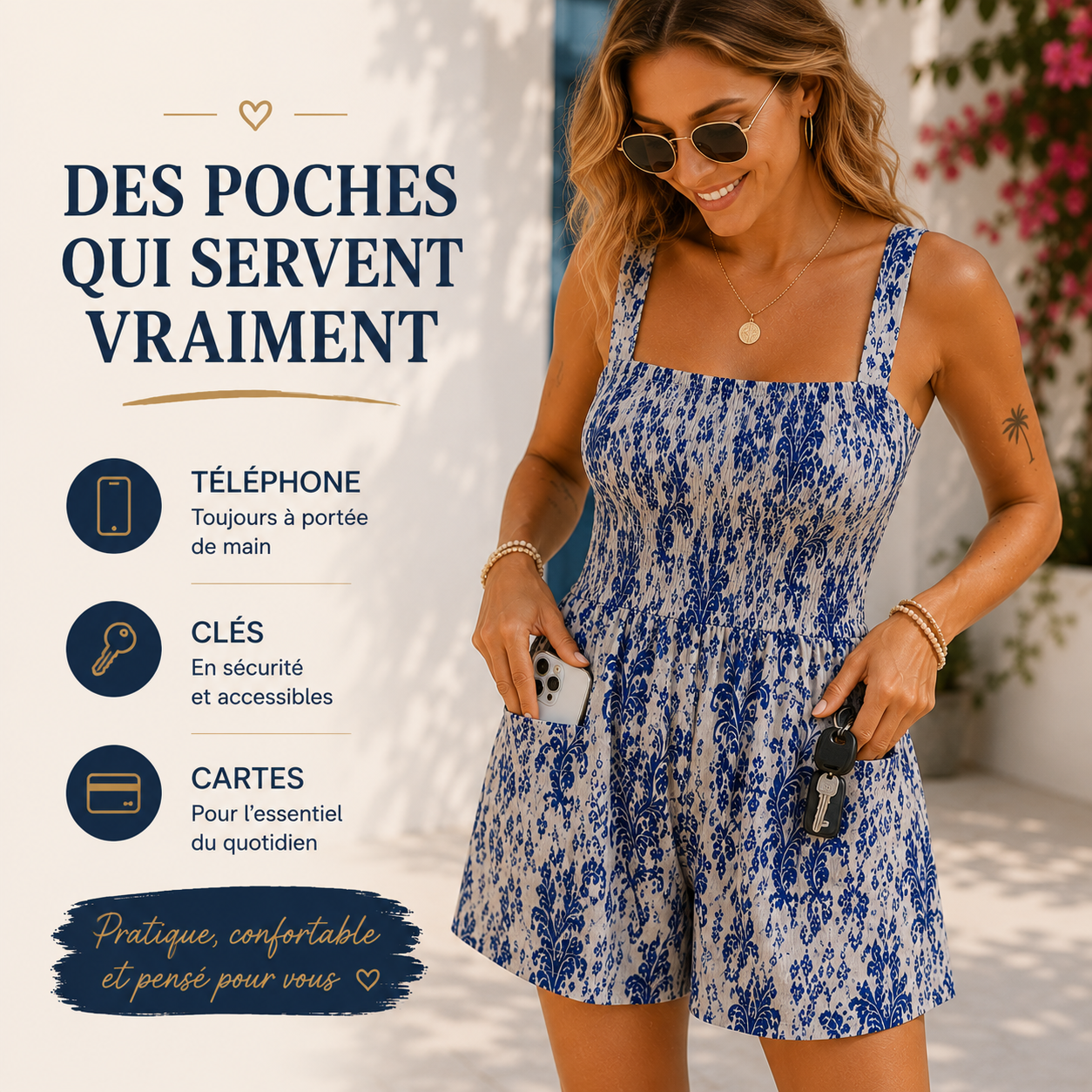 Lyria™ — Combishort fleuri extensible et confortable