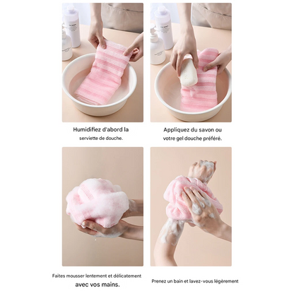 Serviette Exfoliante Longue Portée Antibactérienne