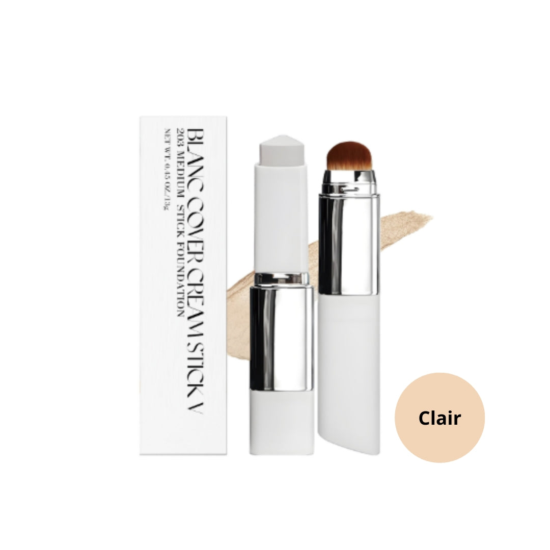 Blanc Cover™ – Stick Fond de Teint Adaptatif & Soin Coréen
