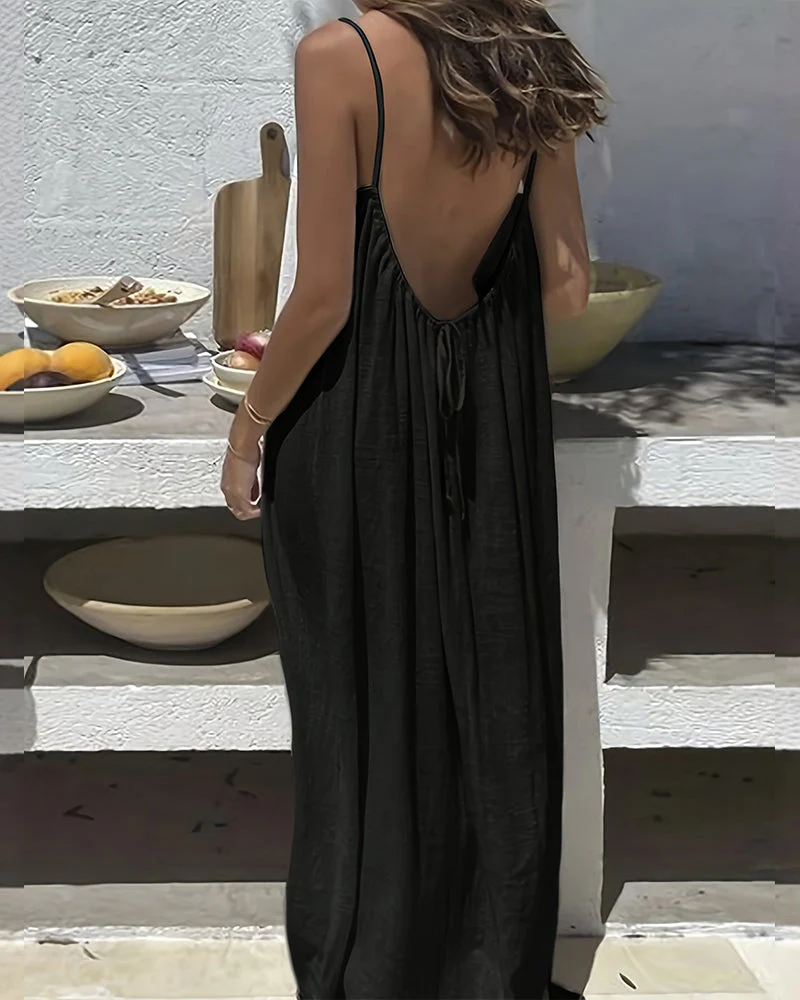 Robe Maxi Dos Ajustable – Confort Libre & Style Décontracté