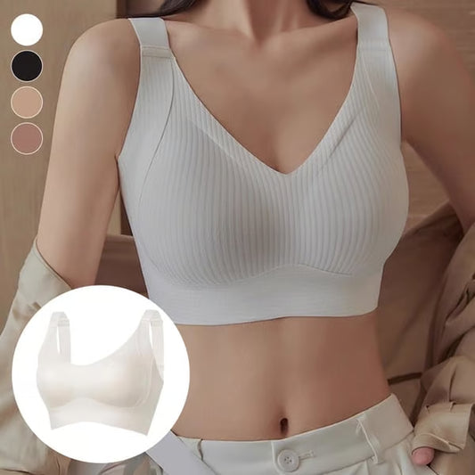 Soutien-gorge push-up côtelé et ajustable sans armature pour femme