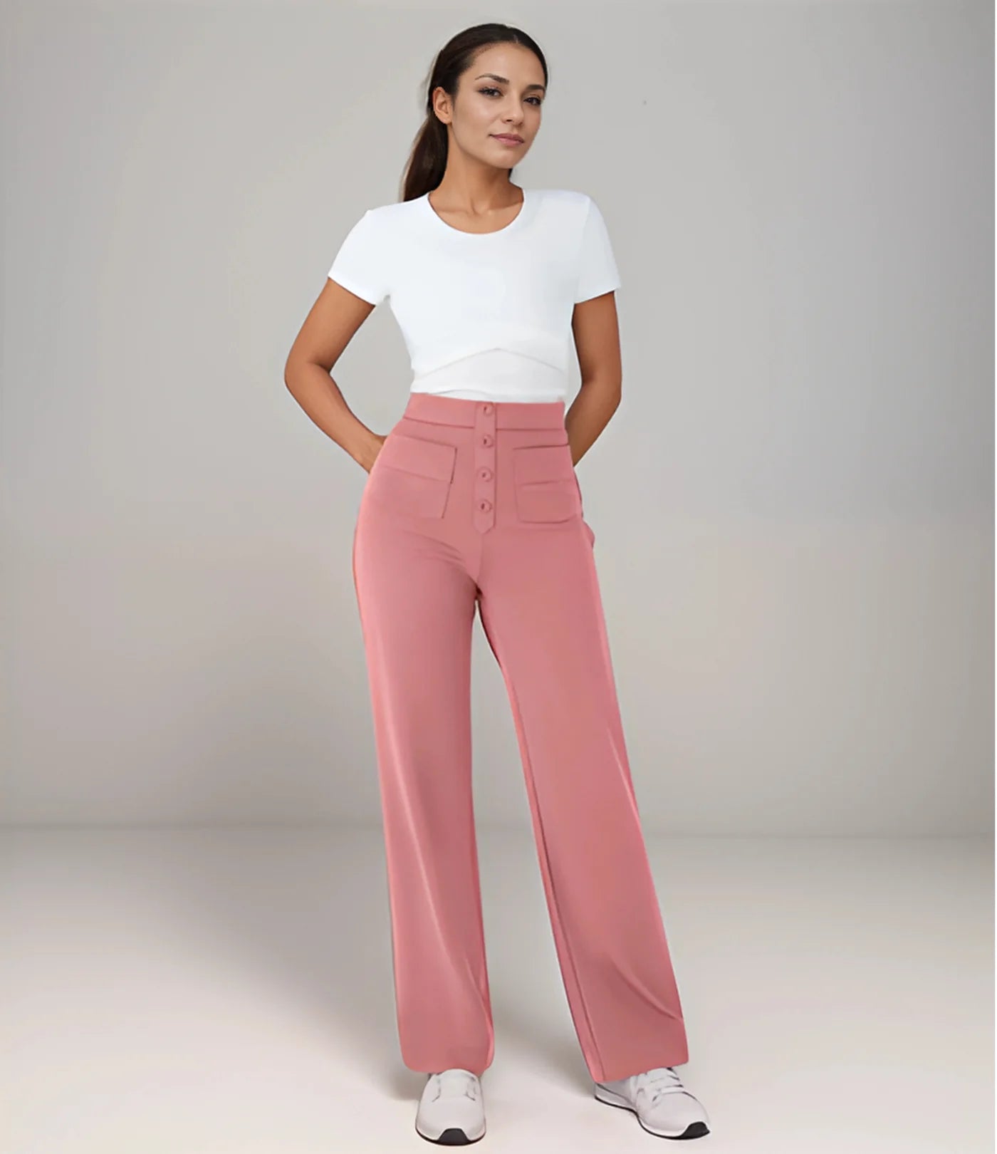 Pantalon décontracté à jambe droite et taille haute Quebecelle™