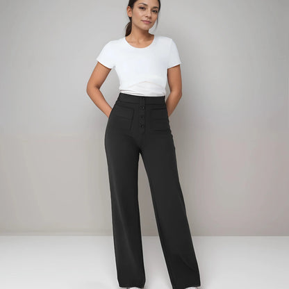 Pantalon décontracté à jambe droite et taille haute Quebecelle™