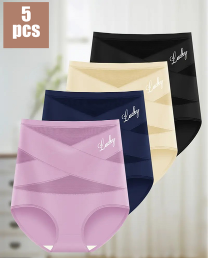 SveltaDouce™ – Pack de 5 Culottes Gainantes Invisibles Taille Haute pour Femme