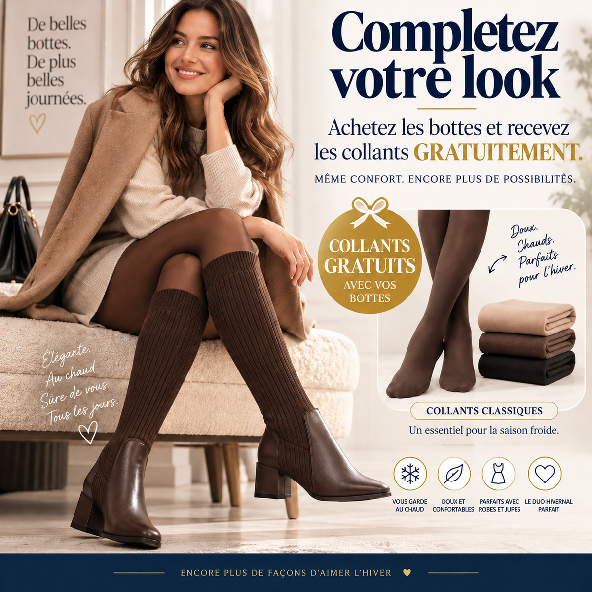 Élancia™-Bottes hautes extensibles pour mollets larges