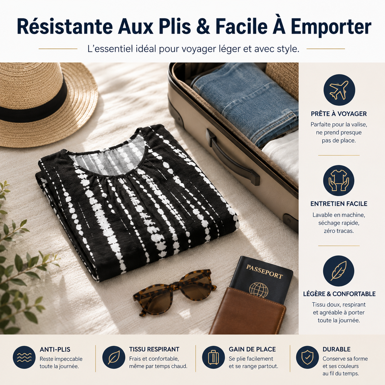 TIFA™ — Robe estivale fluide à taille ajustable