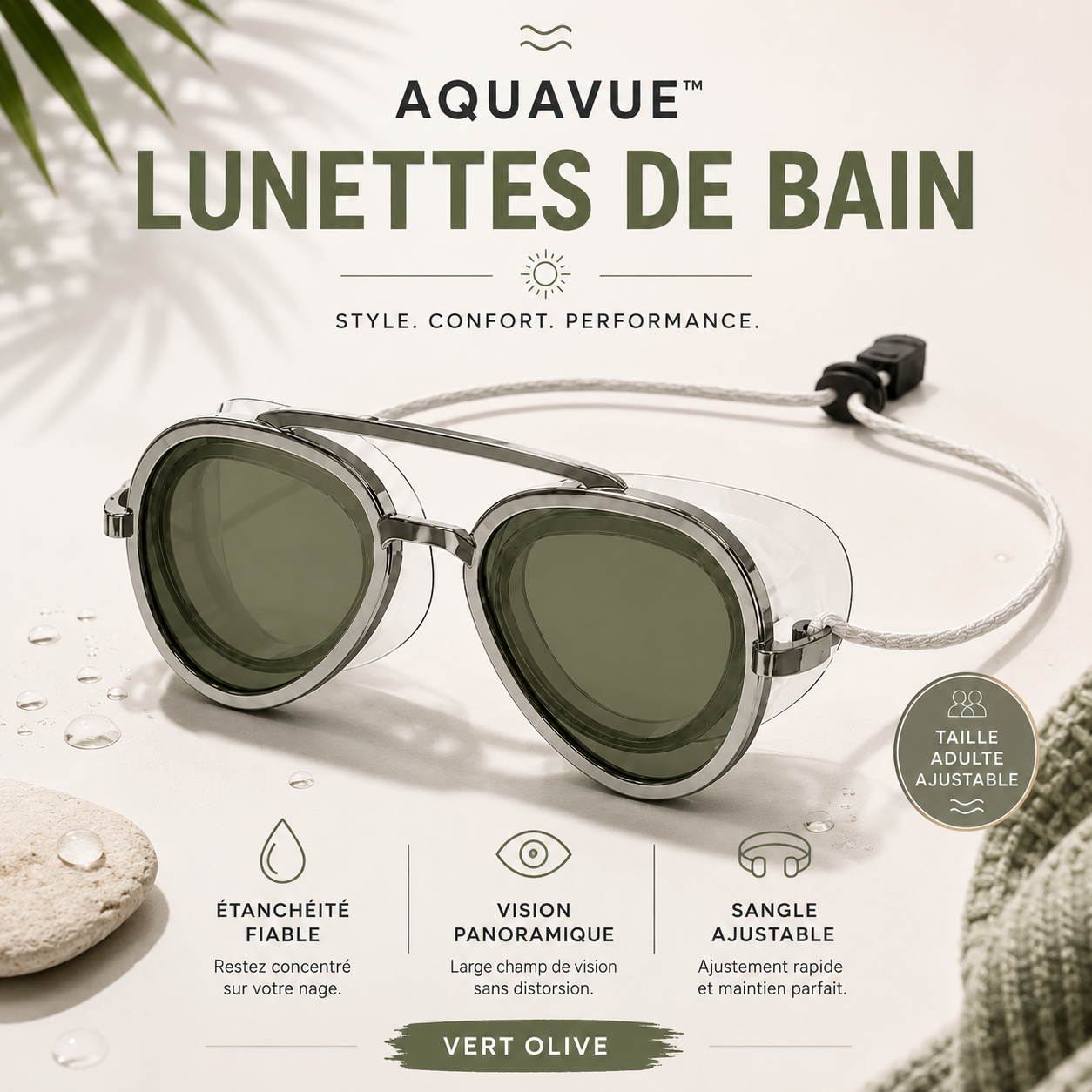 AquaVue™ — Lunettes de natation panoramiques anti-buée