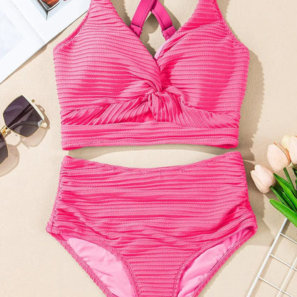 Nautibelle™ – Bikini Sculptant Texturé à Taille Haute