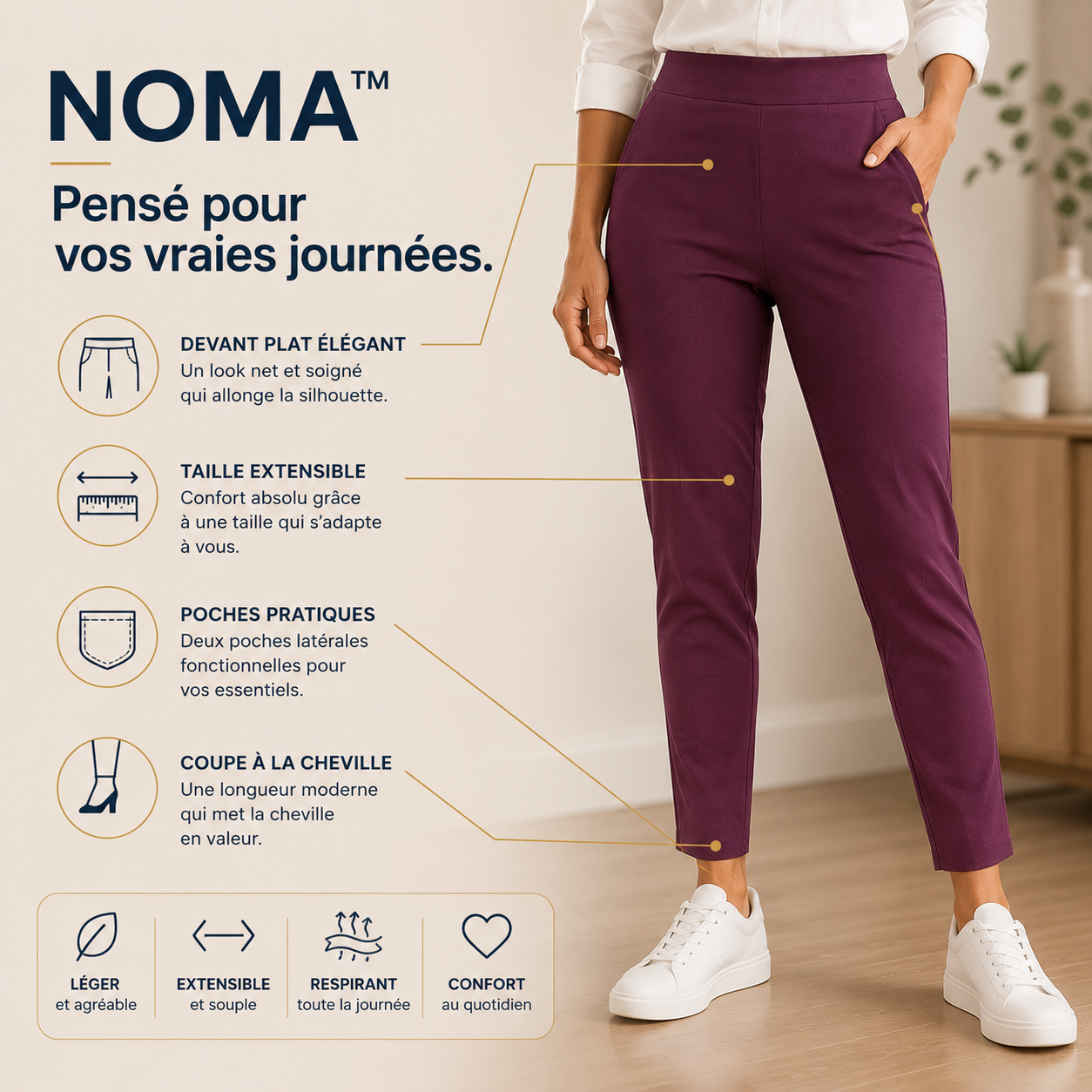 NOMA™ — Le pantalon extensible chic et confortable