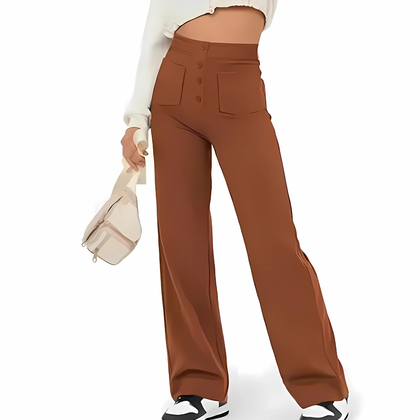 Pantalon décontracté à jambe droite et taille haute Quebecelle™