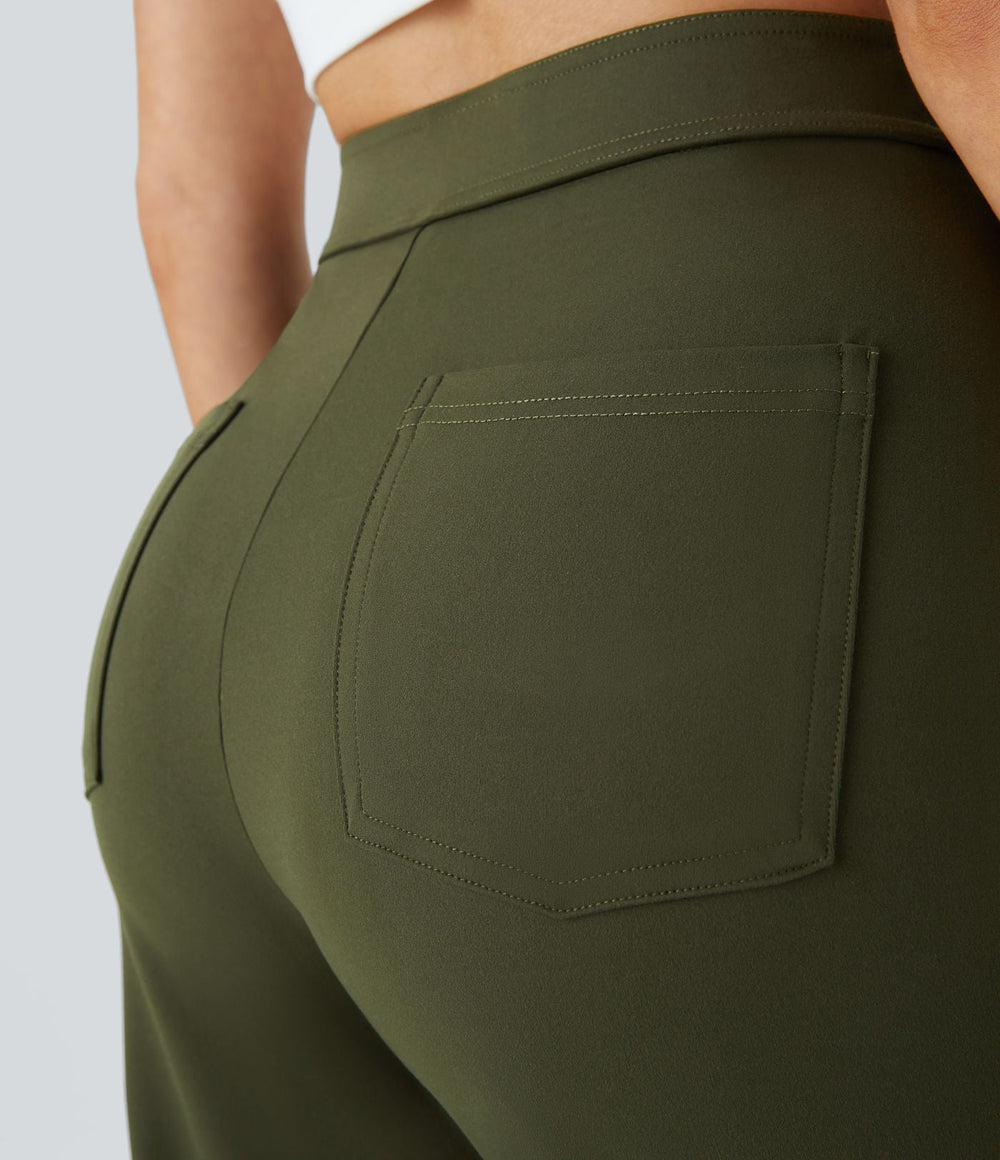 Pantalon décontracté à jambe droite et taille haute Élancia™