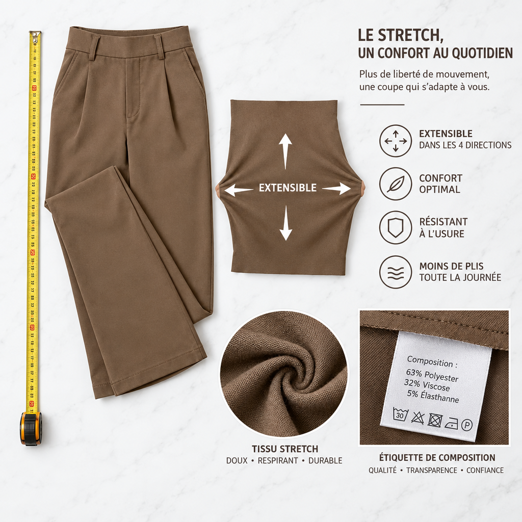 Pantalon Élise™ | Pantalon Tailleur Large Confort | Collection Essentielle