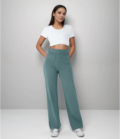 Pantalon décontracté à jambe droite et taille haute Quebecelle™