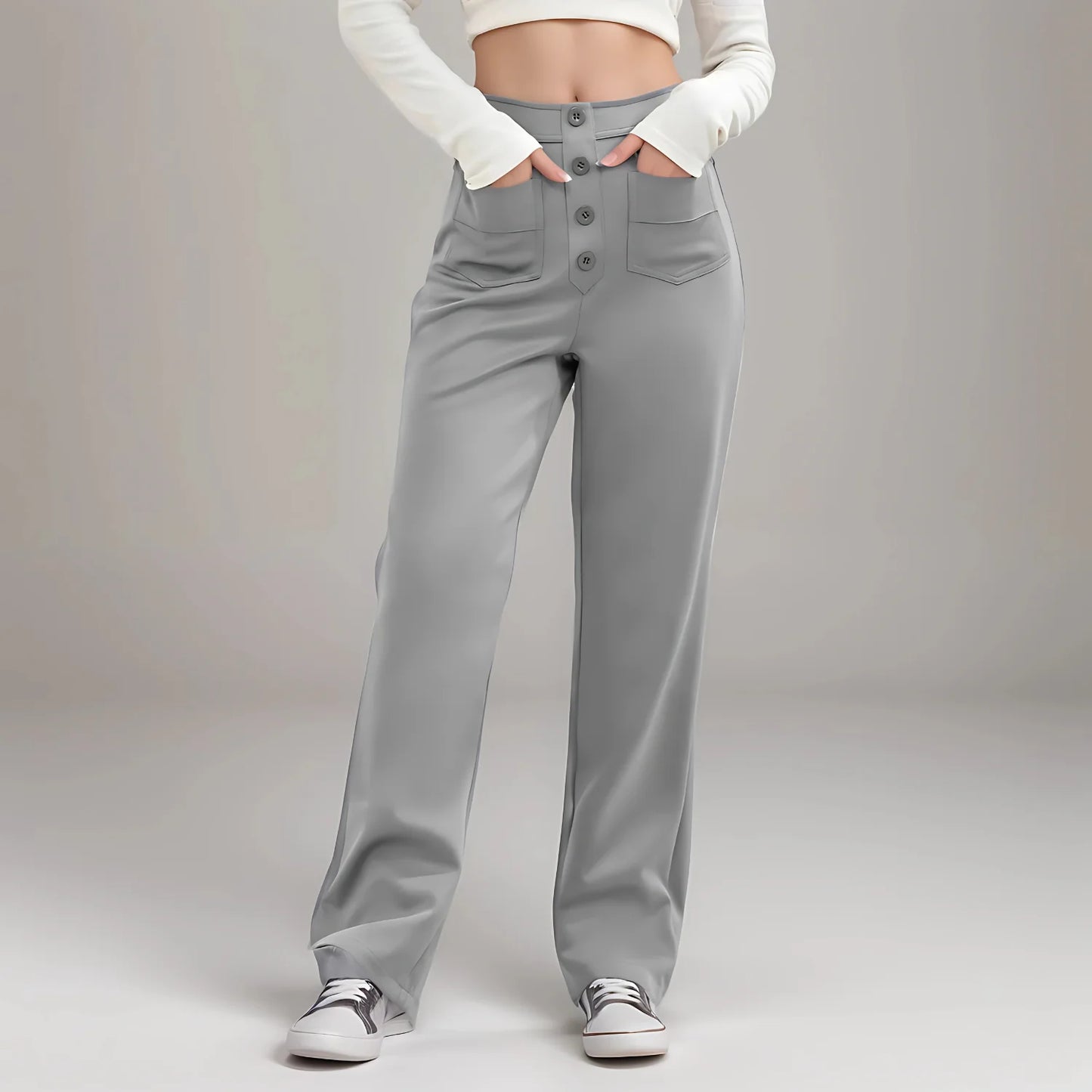 Pantalon décontracté à jambe droite et taille haute Quebecelle™