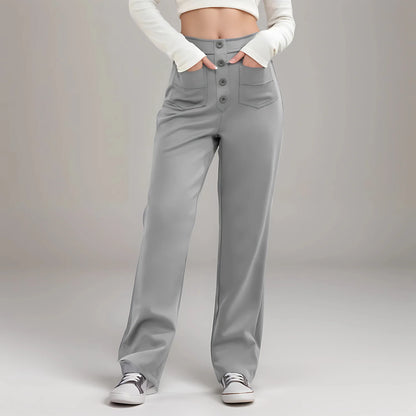 Pantalon décontracté à jambe droite et taille haute Quebecelle™